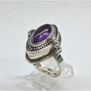 Vintage Sterling Silver & Amethyst Poison Ring Size 7.5